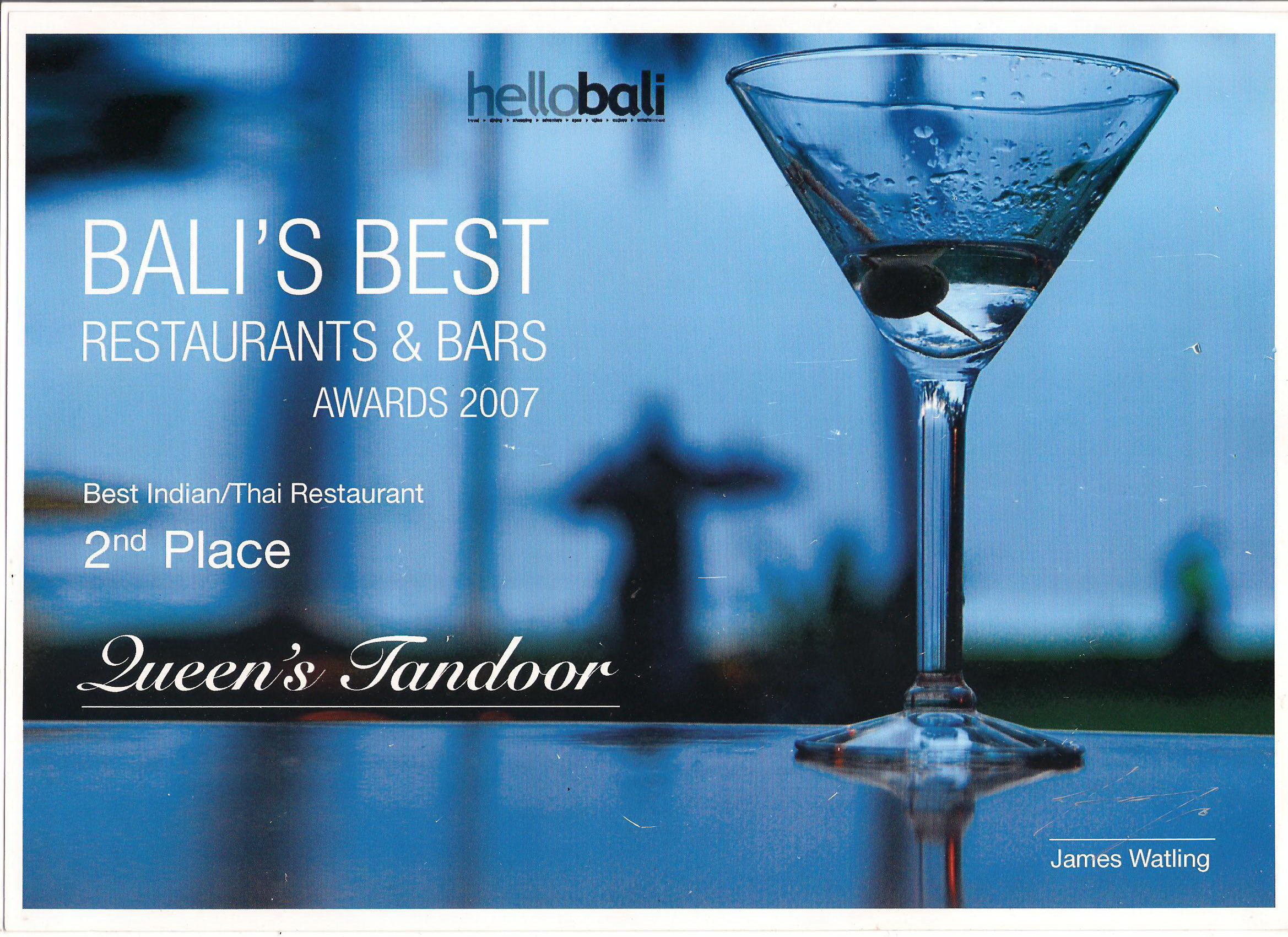 Hello Bali Award 2007 - Best Indian & Thai Restaurant